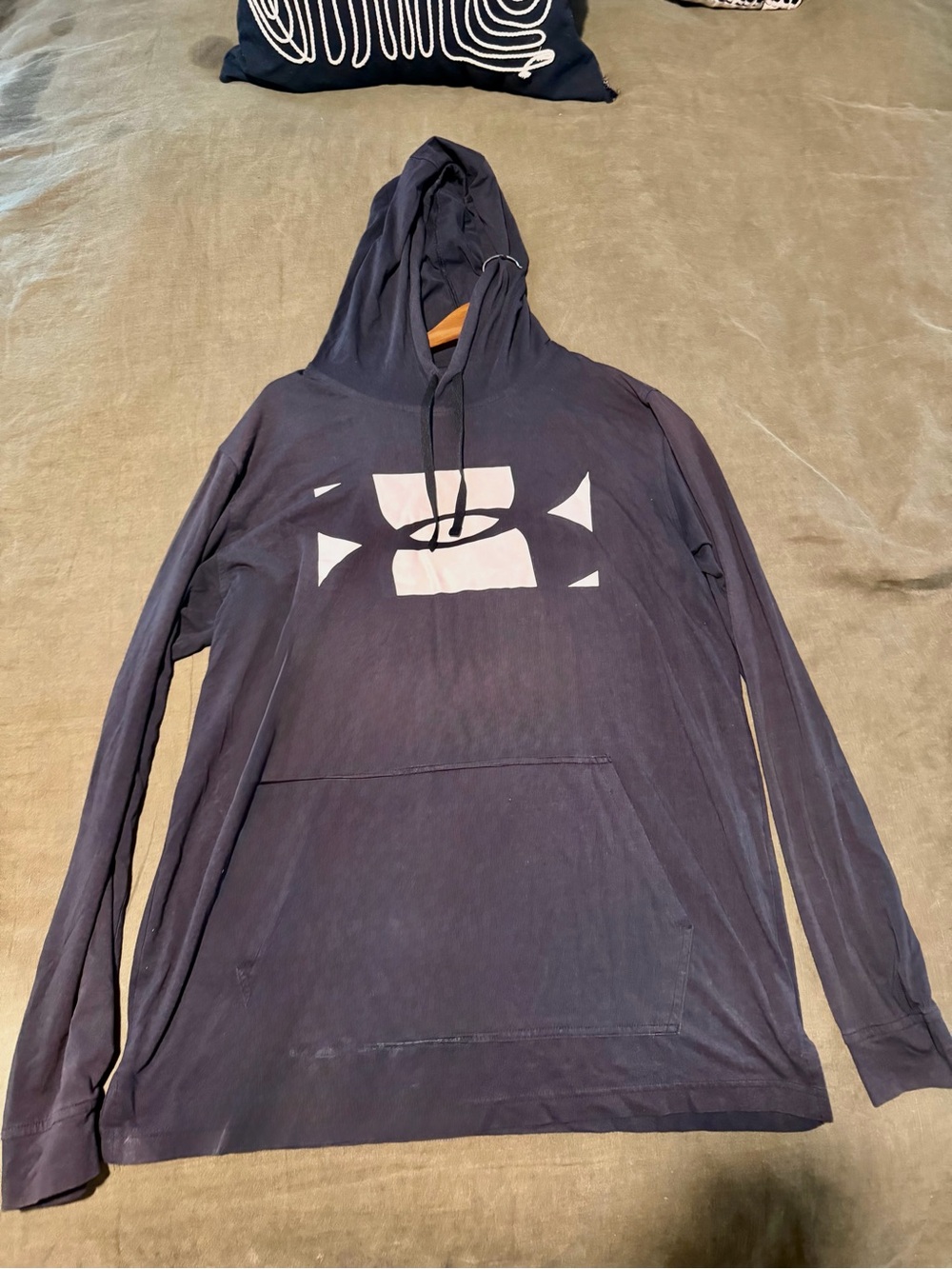 Under Armour Navy Hoodie with White Logo Graphic